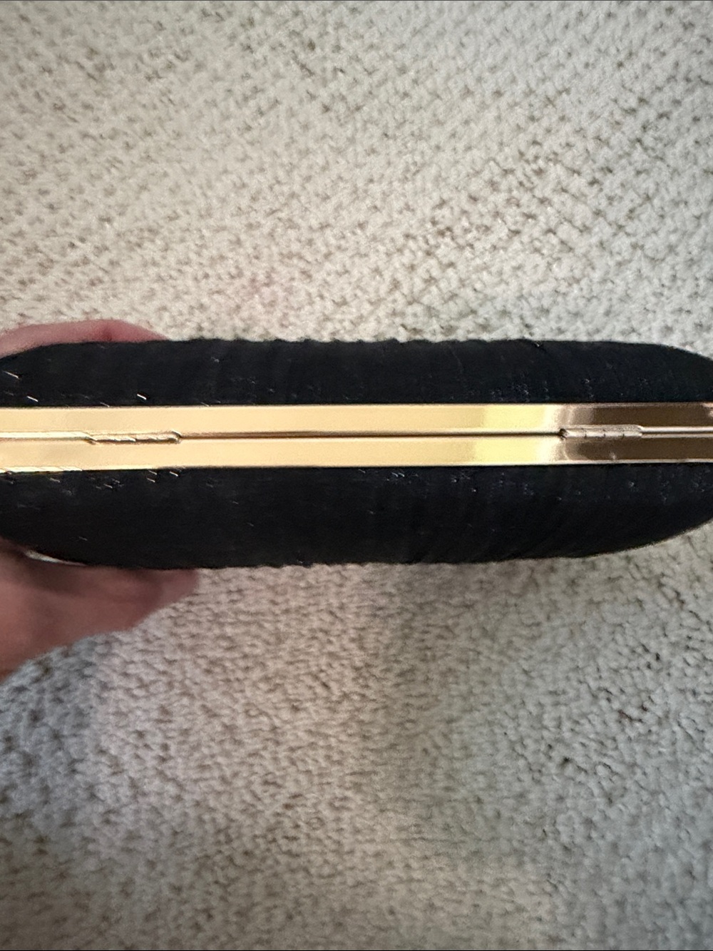 Elegant Black Evening Clutch with Rhinestone Ring - Picture 3 of 5